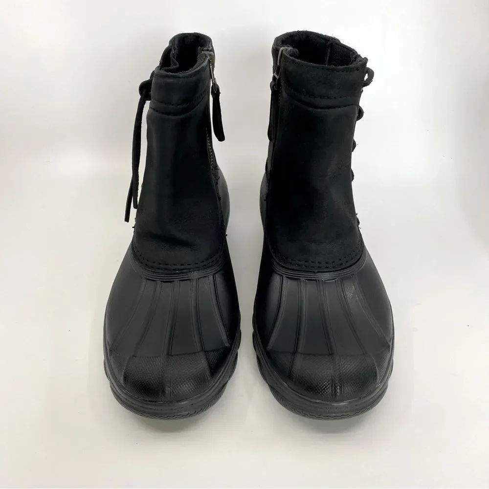 Sperry Saltwater Wedge Black Leather Quarter Duck Boots Color Black SZ 7 - Picture 2 of 12